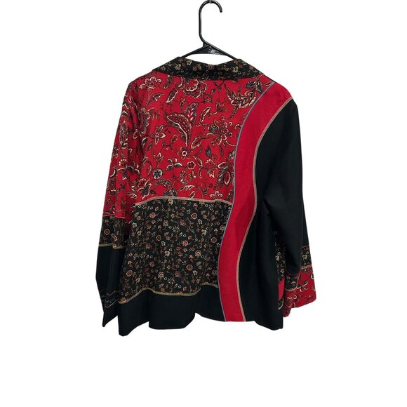 Vintage Koret Floral Patchwork Shirt Red Black Sz 18W Button Up Bohemian Artsy - Picture 2 of 11